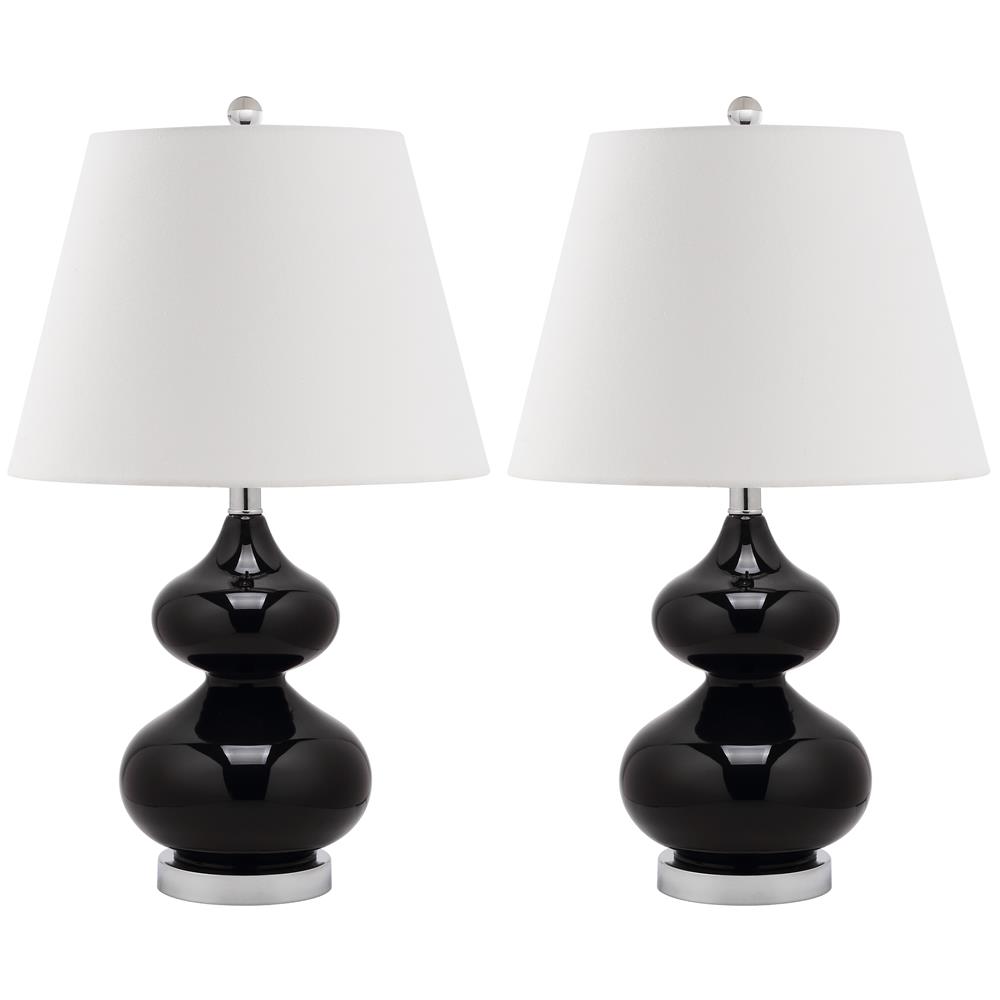 Safavieh LIT4086J EVA DOUBLE GOURD GLASS (SET OF 2) SILVER BASE AND NECK TABLE LAMP